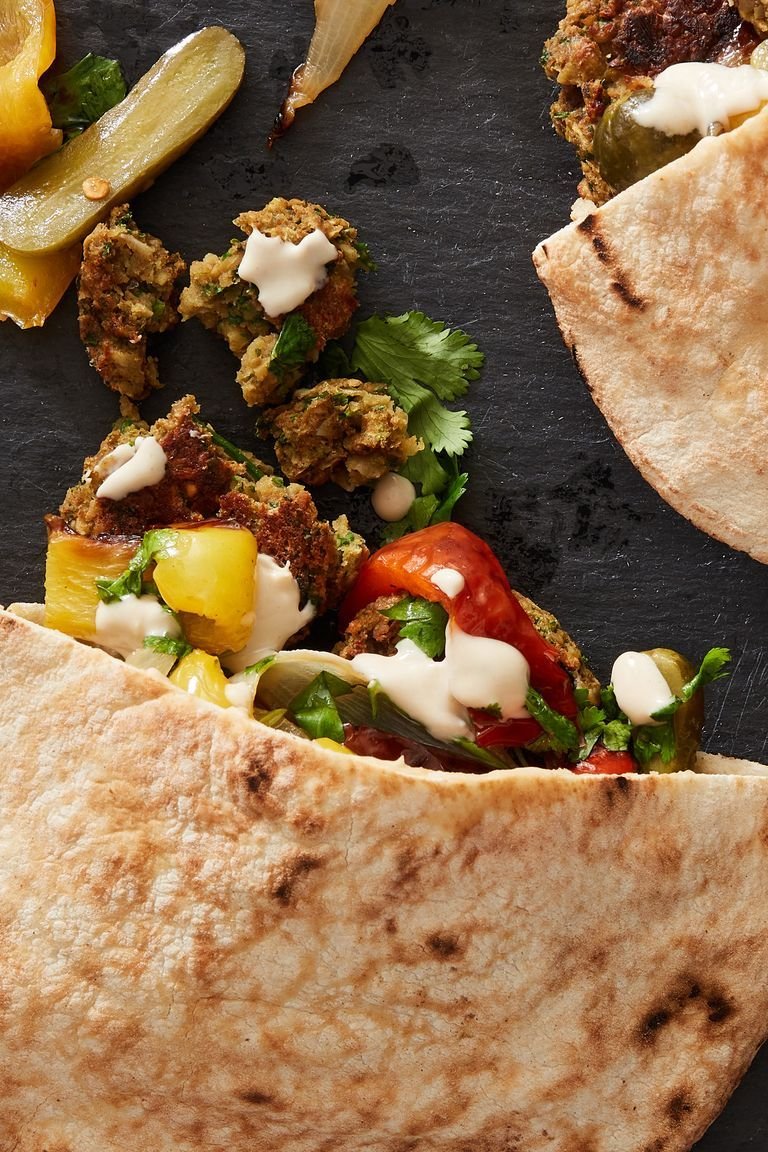 Roasted Vegetable Baked Falafel Sandwiches