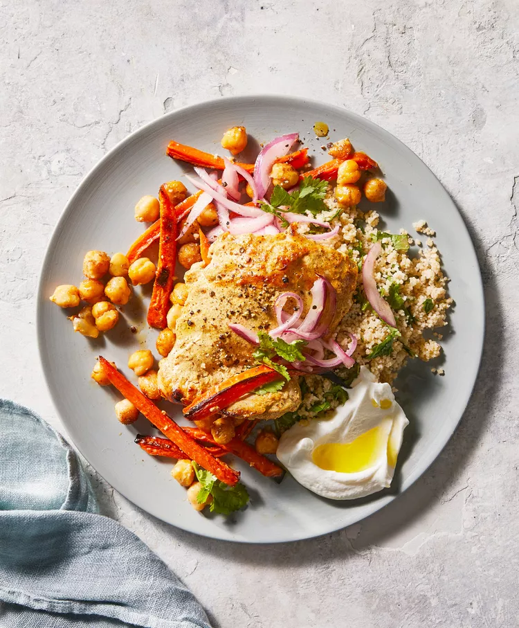 Broiled Yogurt-Marinated Chicken and Chickpeas