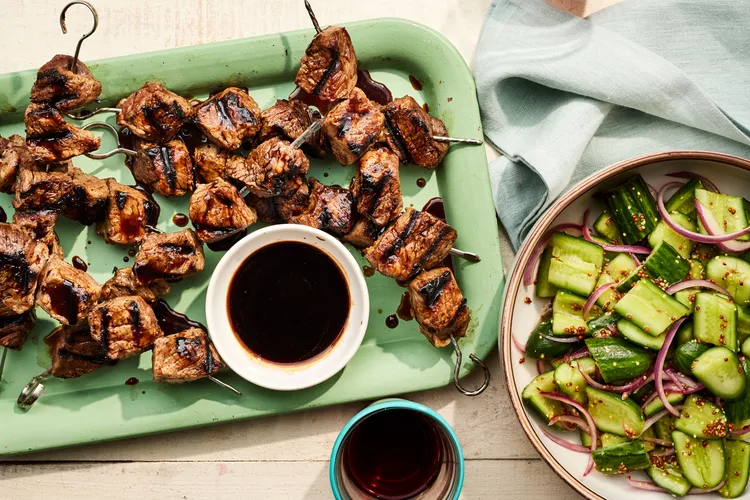 Bourbon- And Cola-Glazed Steak Kebabs