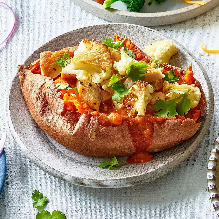 Chicken Curry Stuffed Sweet Potatoes