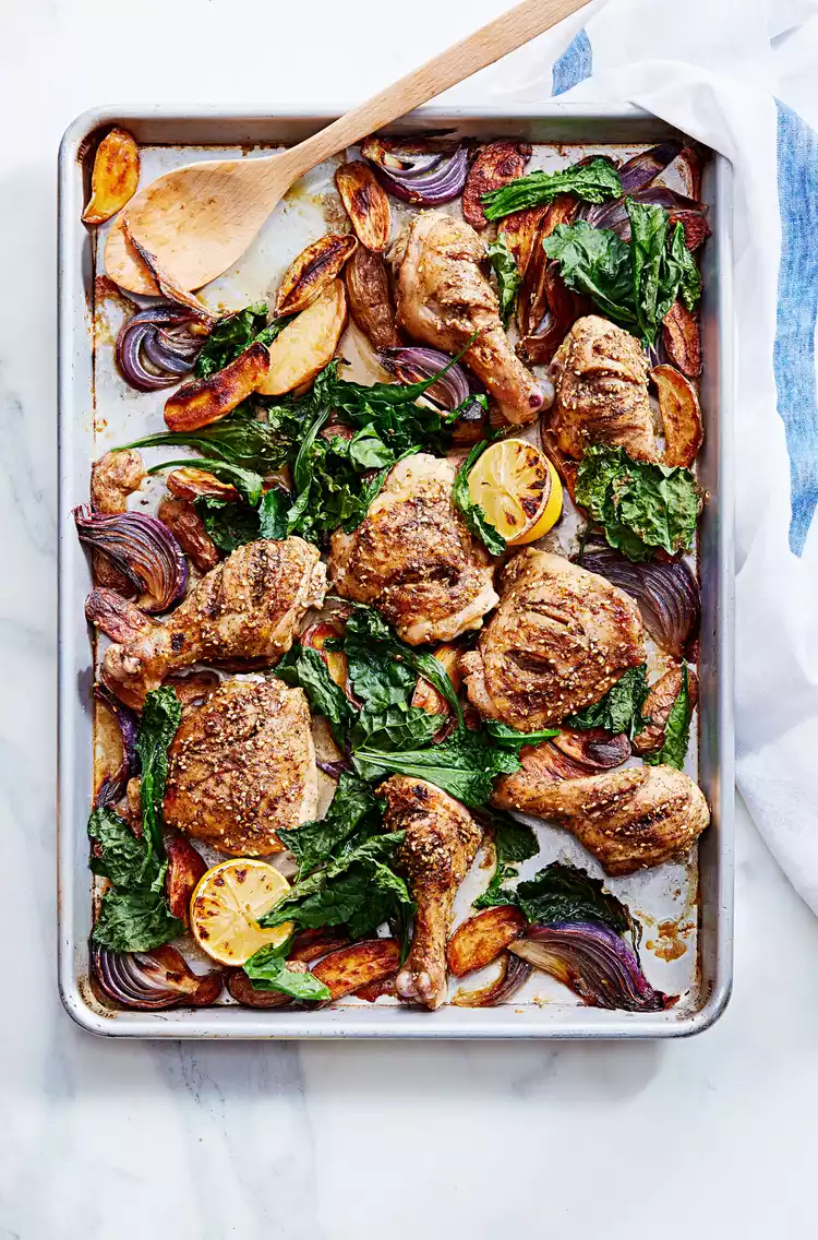 Pan-Roasted Chicken With Za'atar, Potatoes, and Greens