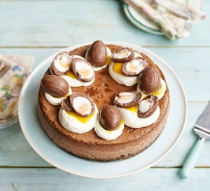 Double chocolate Easter egg cheesecake