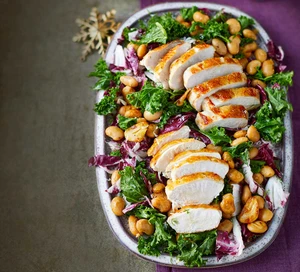 Warm winter bean salad with chicken