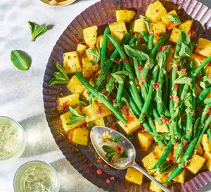 Mango & green bean salad with honey & passion fruit dressing