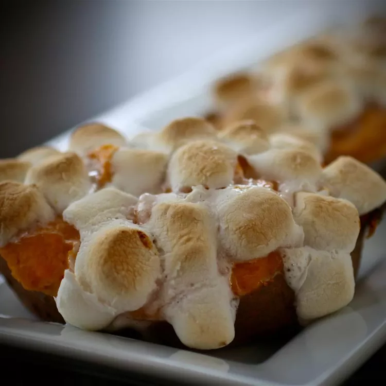 Twice-Baked Sweet Potatoes with Browned Butter and Toasted Marshmallows